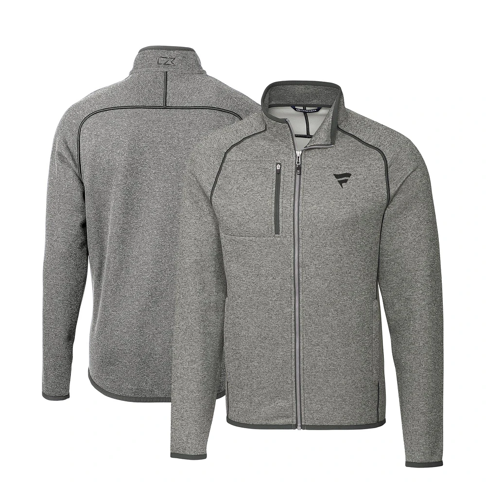 Men's Cutter & Buck Heather Gray Fanatics Corporate Mainsail Sweater Knit Full-Zip Jacket