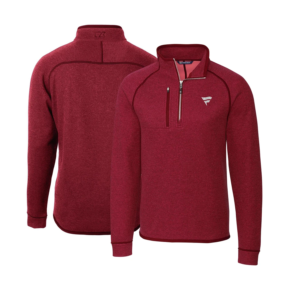Men's Cutter & Buck Heather Fanatics Corporate Mainsail Sweater Knit Half-Zip Pullover Jacket