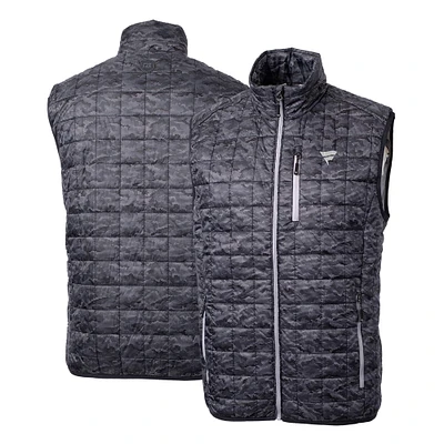 Men's Cutter & Buck Black Fanatics Corporate Rainier Eco Insulated Printed Full-Zip Puffer Vest