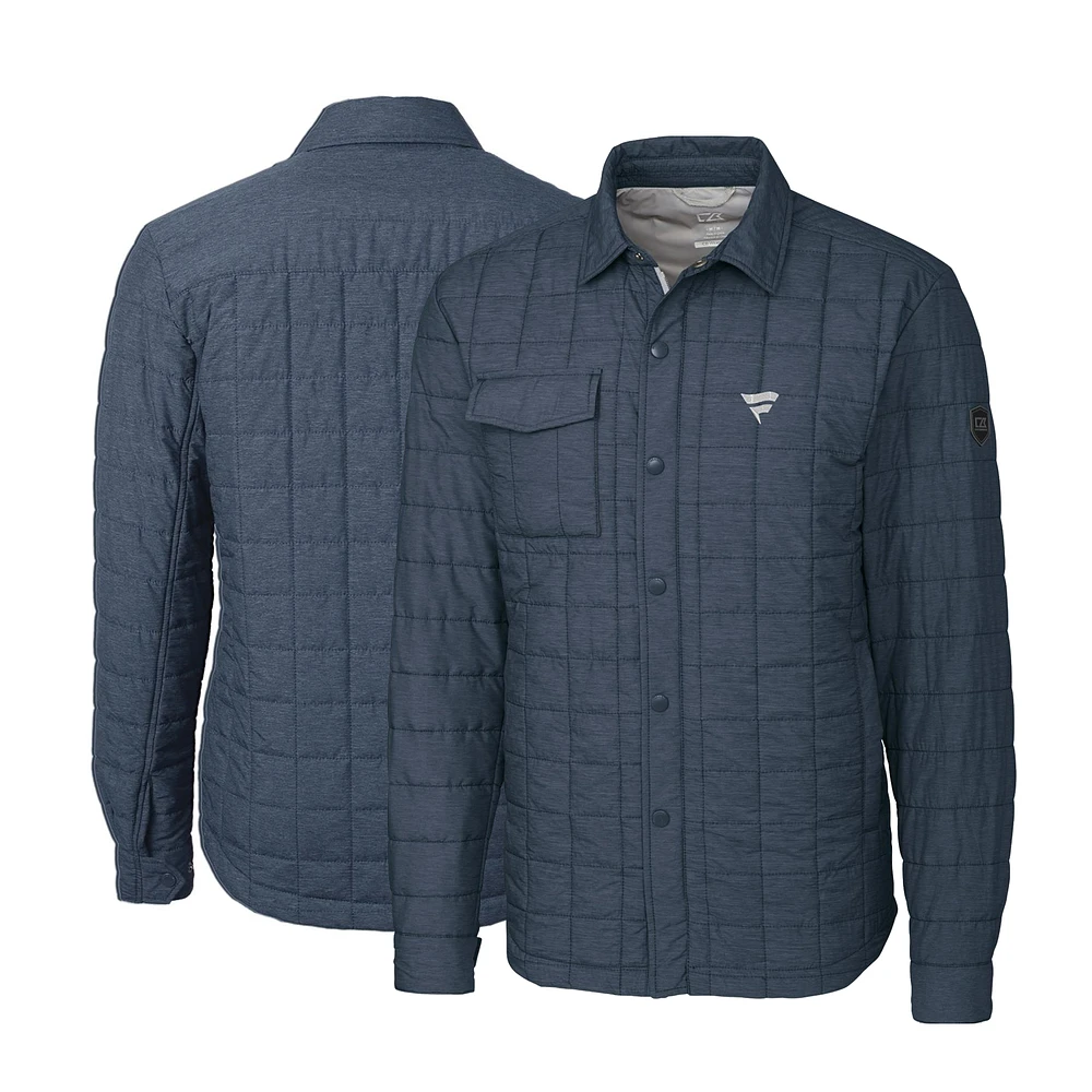 Men's Cutter & Buck Anthracite Fanatics Corporate Rainier PrimaLoft Quilted Button-Up Shacket