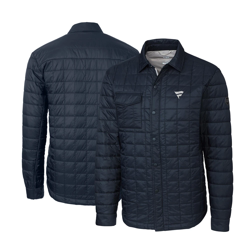 Men's Cutter & Buck Navy Fanatics Corporate Rainier PrimaLoft Quilted Button-Up Shacket