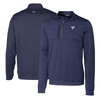 Men's Cutter & Buck Navy Fanatics Corporate Stealth Heathered Quarter-Zip Pullover Top