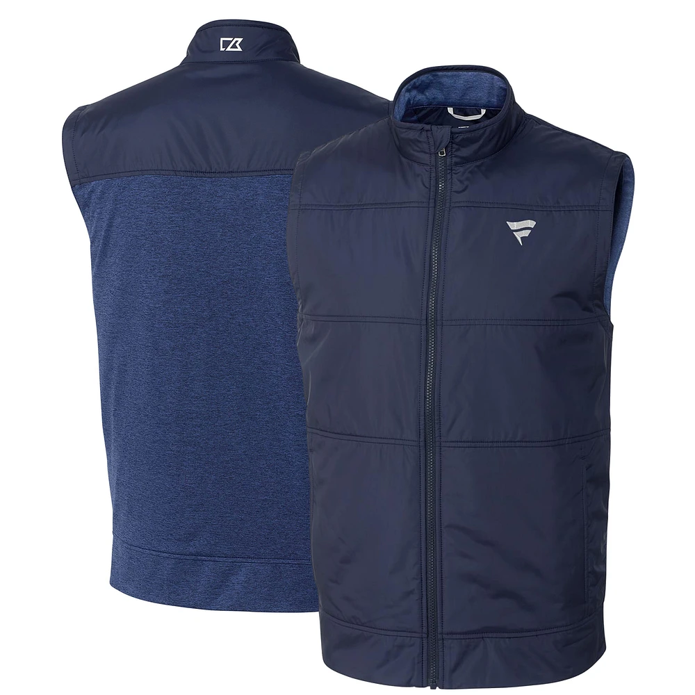 Men's Cutter & Buck Navy Fanatics Corporate Stealth Hybrid Quilted Full-Zip Windbreaker Vest