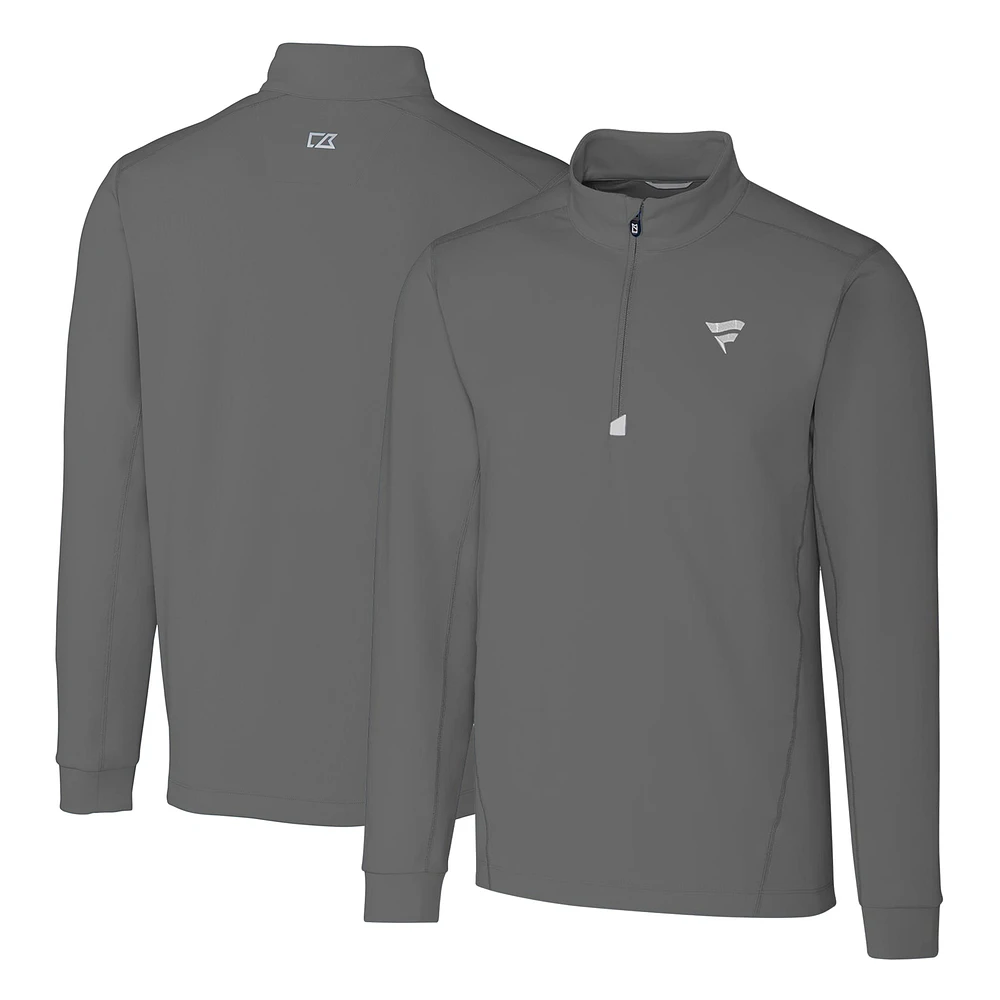 Men's Cutter & Buck Graphite Fanatics Corporate Traverse Stretch Quarter Zip-Pullover Top