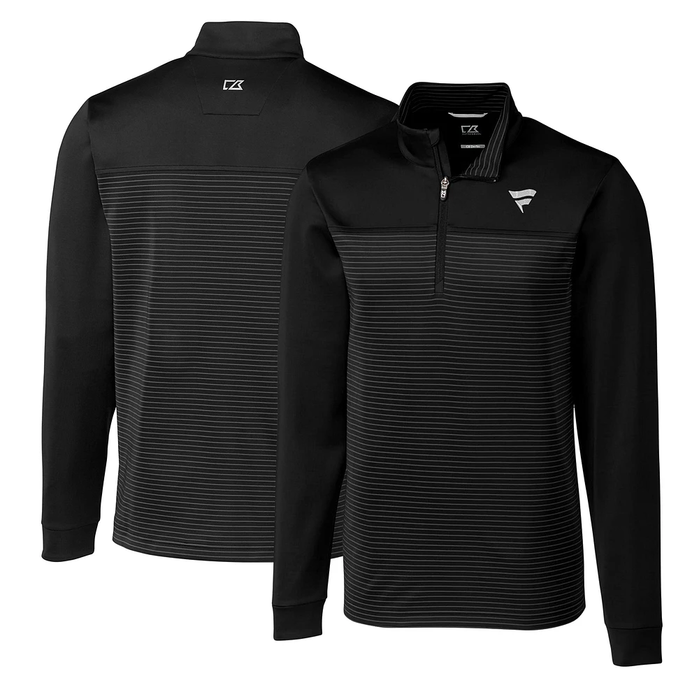 Men's Cutter & Buck Black Fanatics Corporate Traverse Stripe Quarter-Zip Pullover Jacket