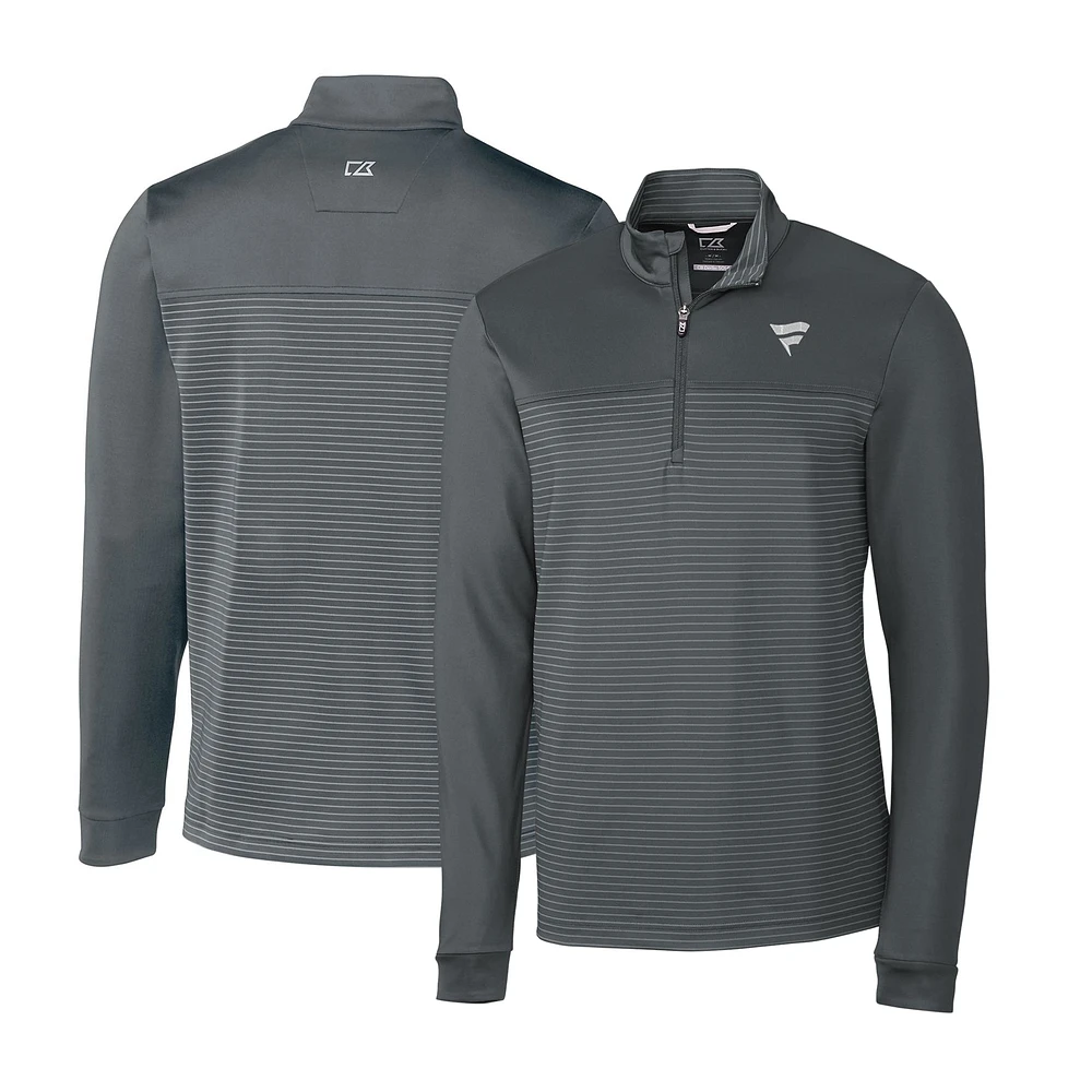Men's Cutter & Buck Graphite Fanatics Corporate Traverse Stripe Quarter-Zip Pullover Jacket