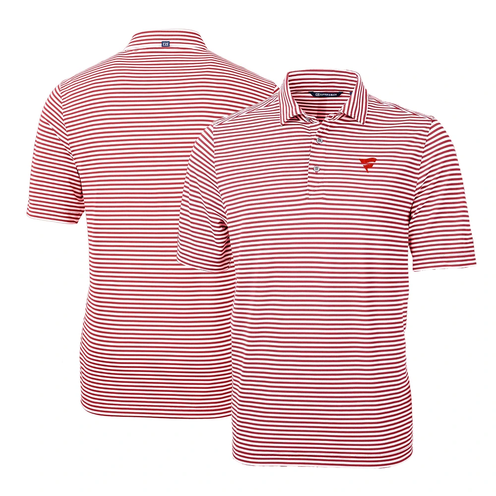 Men's Cutter & Buck Cardinal Fanatics Corporate Virtue Eco Pique Stripe Recycled Polo