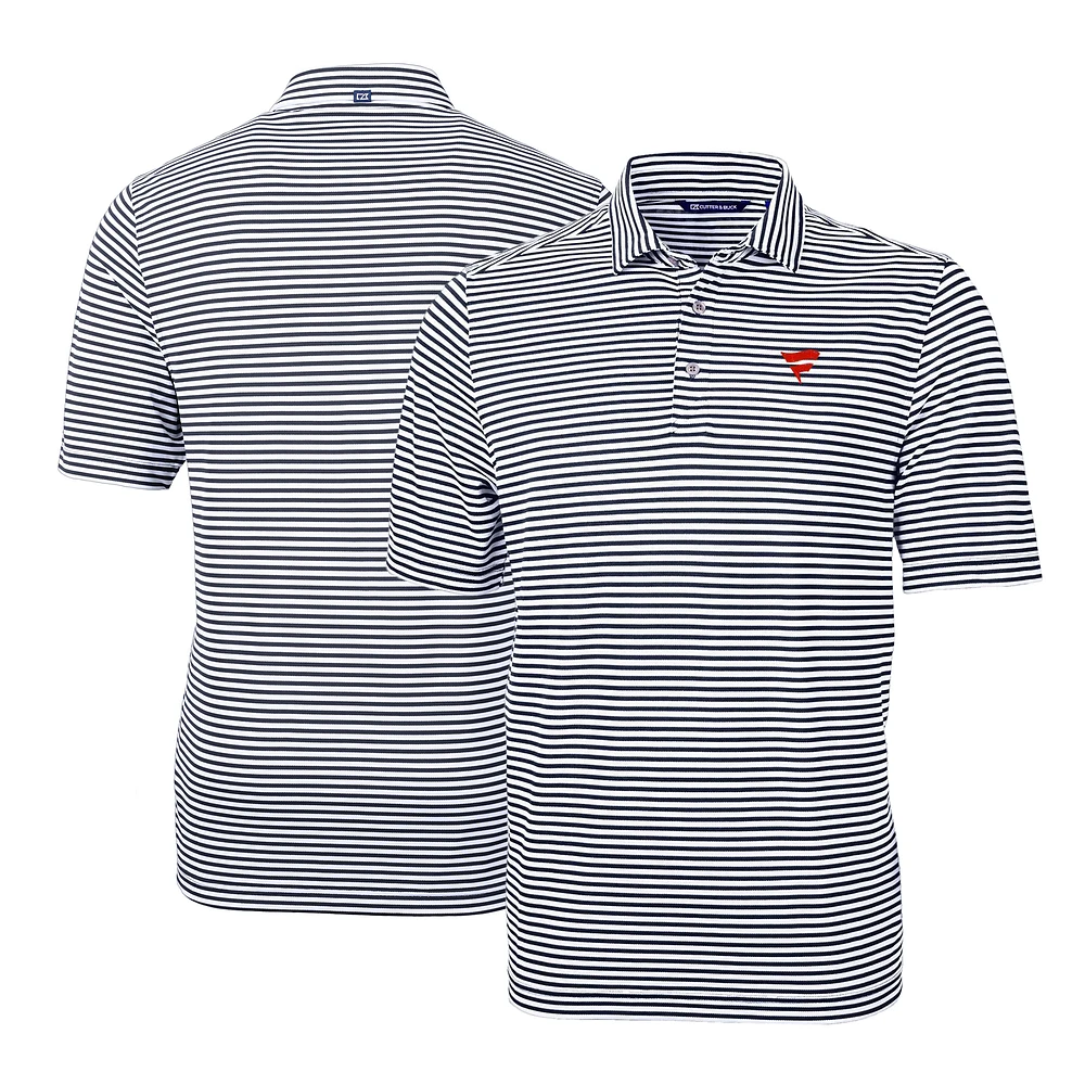 Men's Cutter & Buck Navy Fanatics Corporate Virtue Eco Pique Stripe Recycled Polo