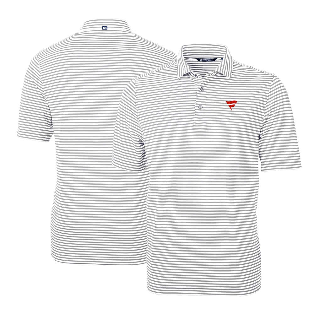 Men's Cutter & Buck Gray Fanatics Corporate Virtue Eco Pique Stripe Recycled Polo