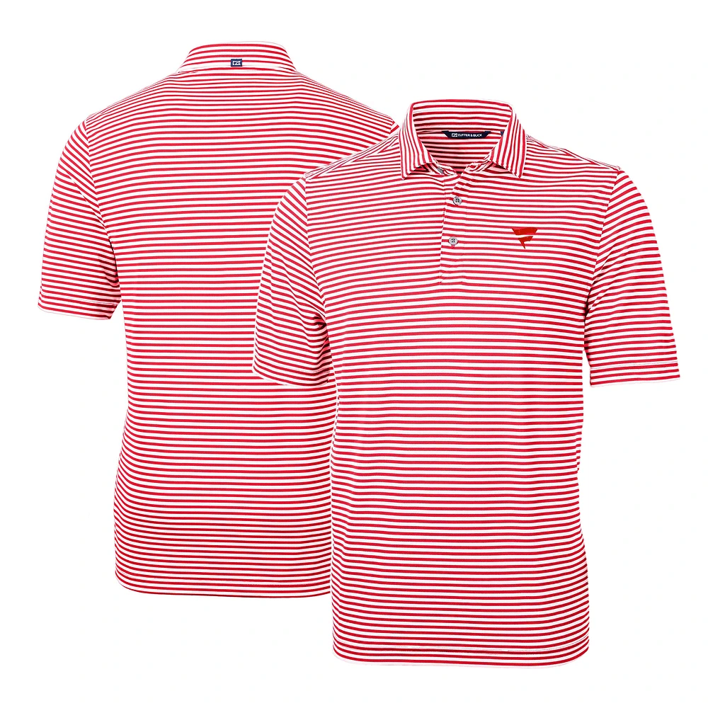 Men's Cutter & Buck Red Fanatics Corporate Virtue Eco Pique Stripe Recycled Polo