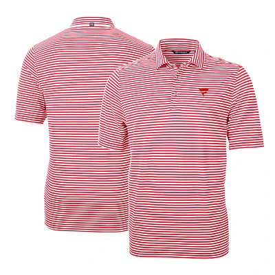 Men's Cutter & Buck Red Fanatics Corporate Virtue Eco Pique Stripe Recycled Polo