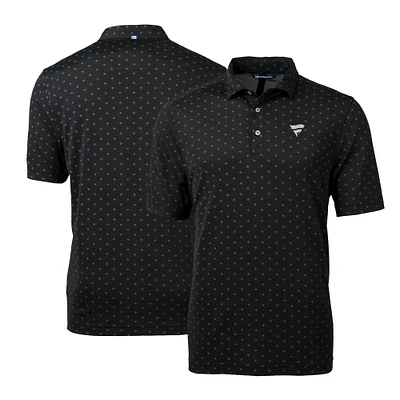 Men's Cutter & Buck Black Fanatics Corporate Virtue Eco Pique Tile Print Recycled Polo