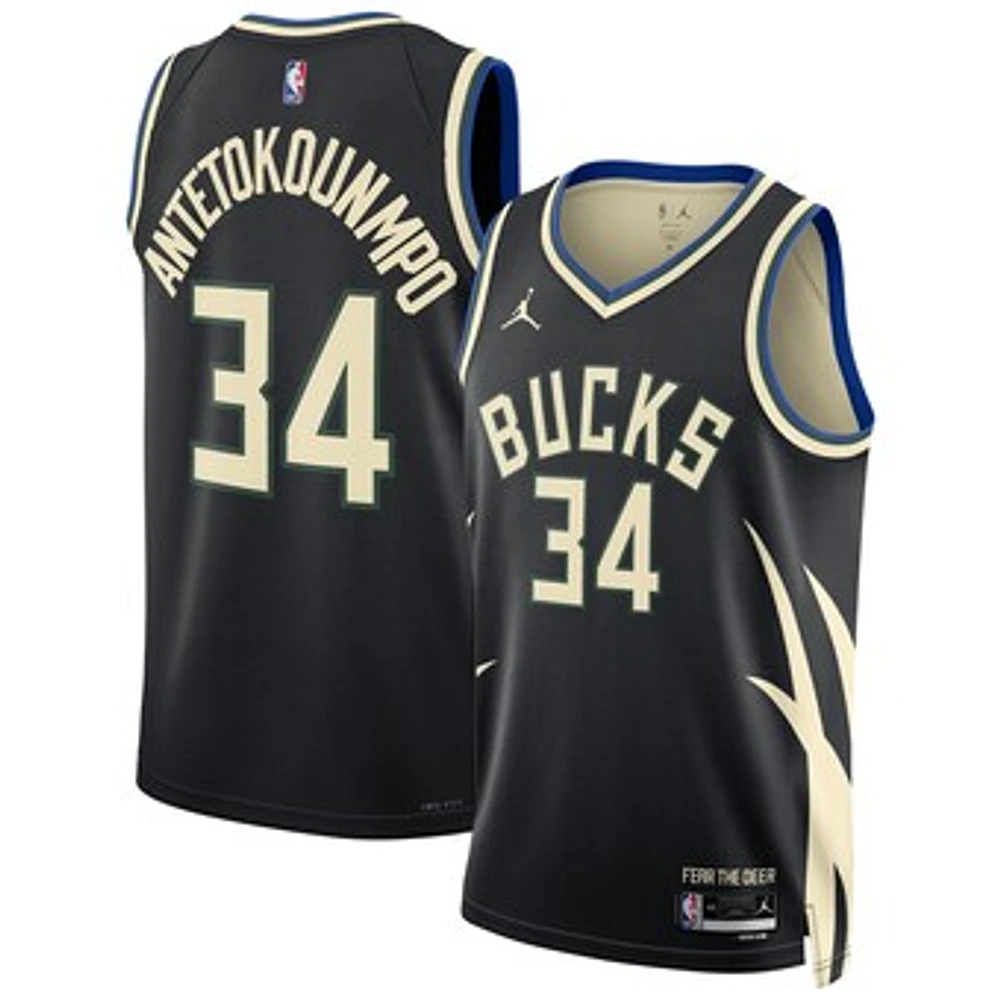 Men's Jordan Brand Giannis Antetokounmpo Black Milwaukee Bucks Swingman Replica Jersey - Statement Edition