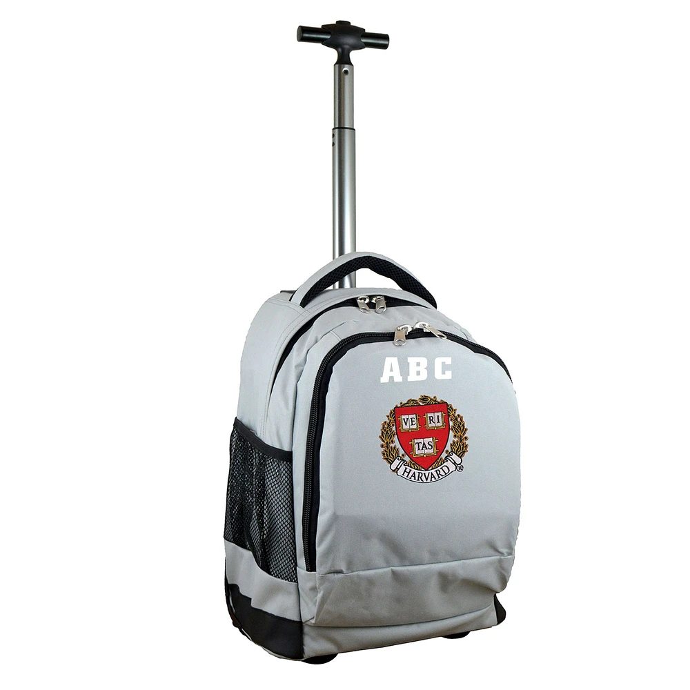 MOJO Gray Harvard Crimson 19'' Personalized Premium Wheeled Backpack