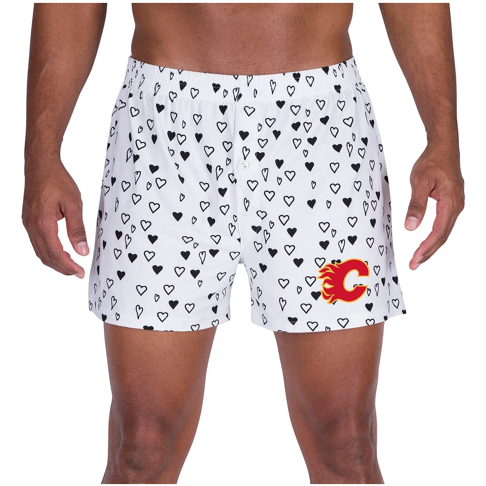 Men's Concepts Sport White Calgary Flames Epiphany All Over Print Knit Boxers