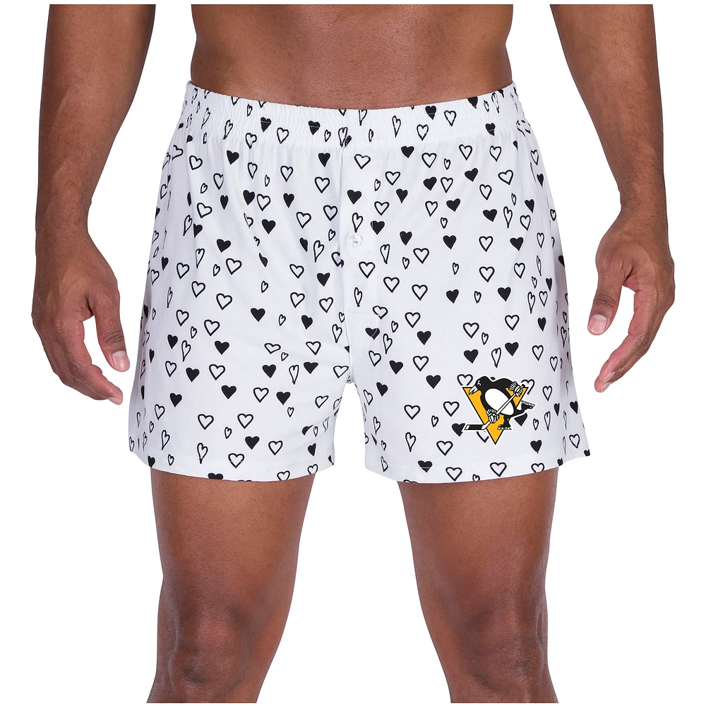 Men's Concepts Sport White Pittsburgh Penguins Epiphany All Over Print Knit Boxers