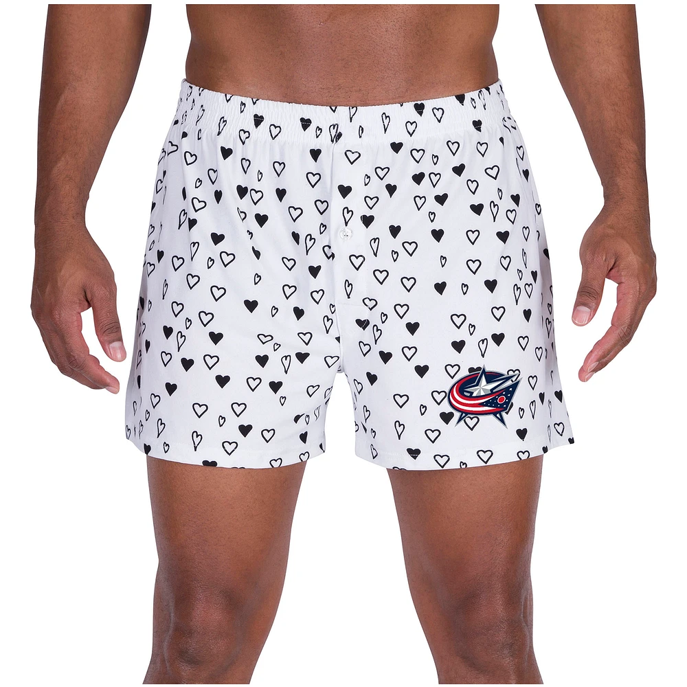 Men's Concepts Sport White Columbus Blue Jackets Epiphany All Over Print Knit Boxers