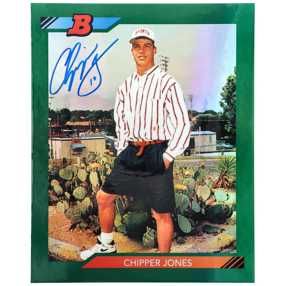 Chipper Jones Atlanta Braves Autographed 2016 Bowman Chrome Jumbo 1992 Reprint Card