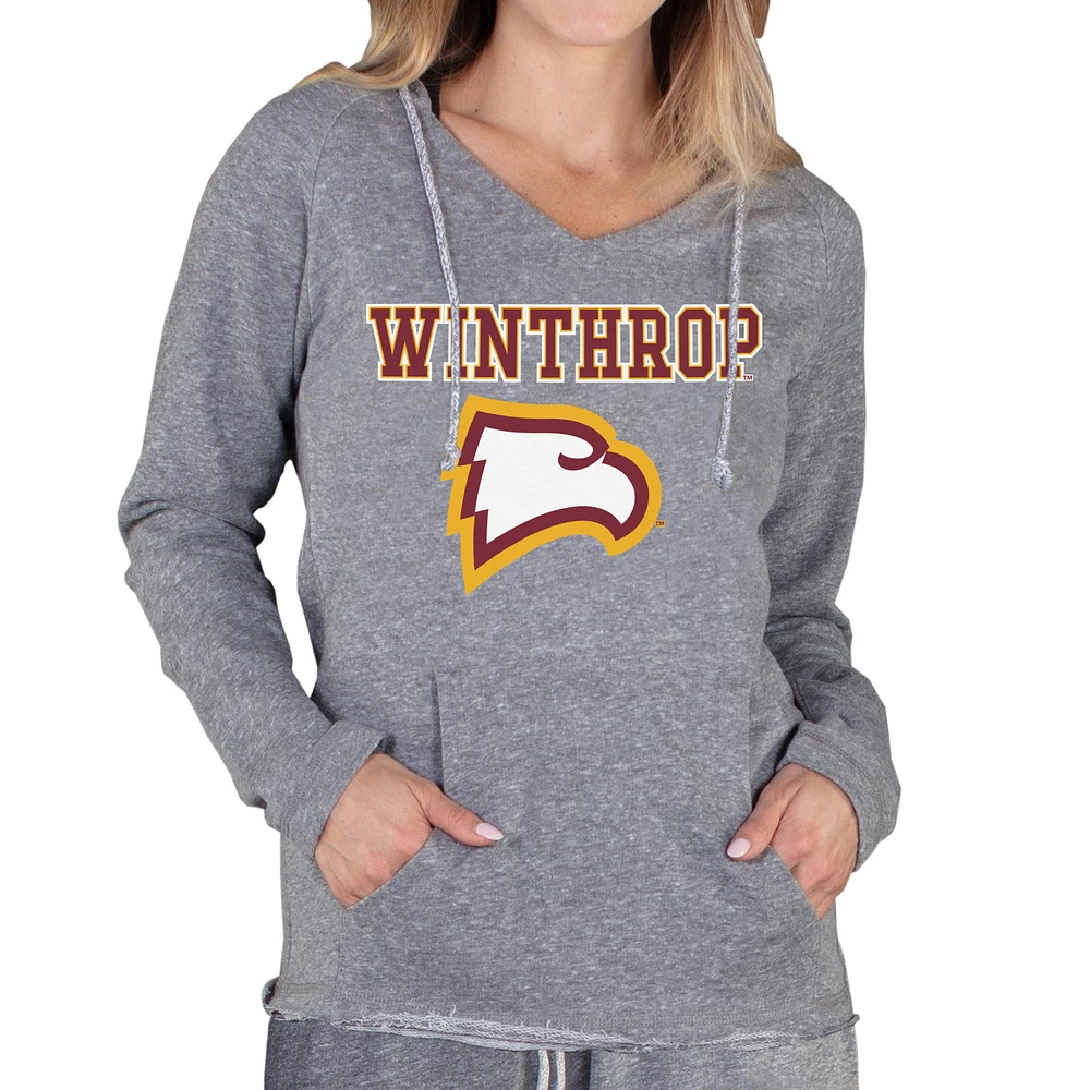 Women's Concepts Sport Gray Winthrop Eagles Mainstream Lightweight Terry Pullover Hoodie