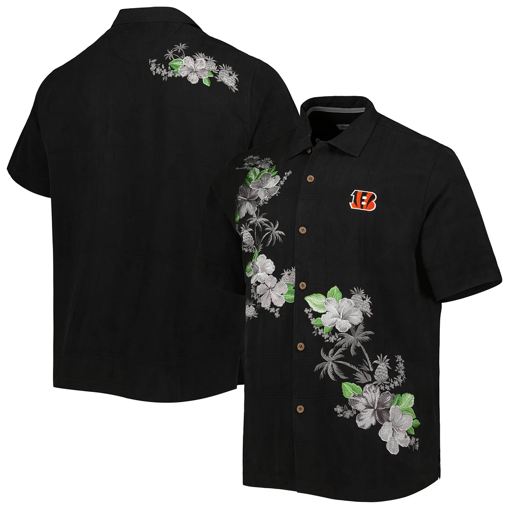 Men's Tommy Bahama Black Cincinnati Bengals Sport Azule Oasis Camp Button-Up Shirt