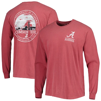 Men's Crimson Alabama Tide Circle Campus Scene Long Sleeve T-Shirt
