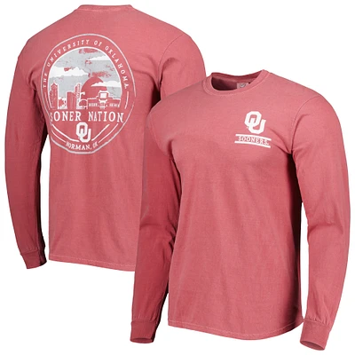 Men's Crimson Oklahoma Sooners Circle Campus Scene Long Sleeve T-Shirt
