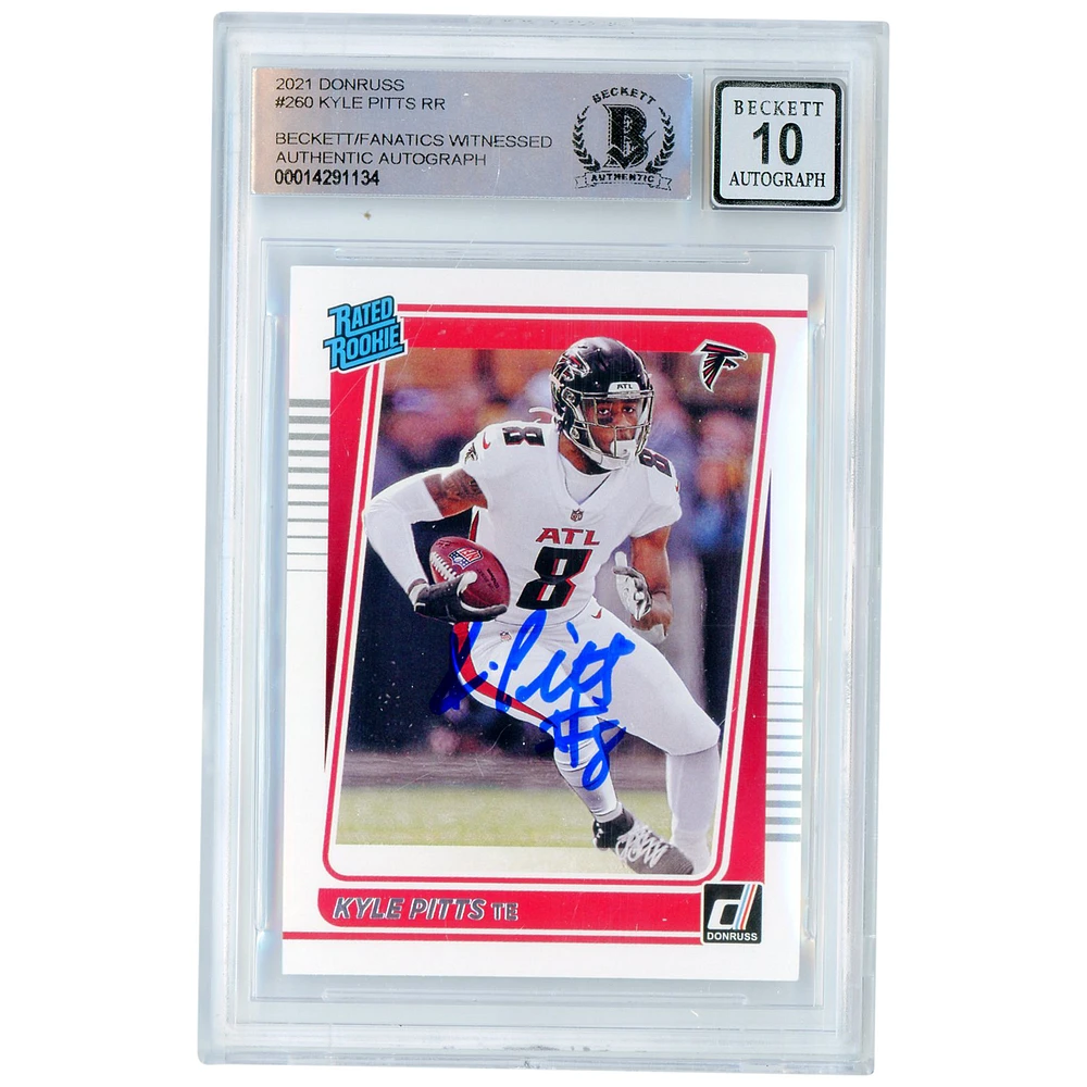 Kyle Pitts Atlanta Falcons Autographed 2021 Donruss Rated Rookies #260 Beckett Fanatics Witnessed Authenticated Rookie Card
