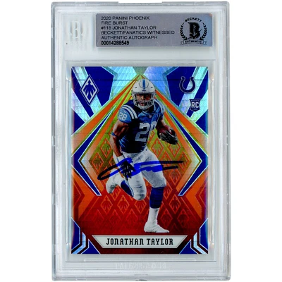 Jonathan Taylor Indianapolis Colts Autographed 2020 Panini Phoenix #118 Beckett Fanatics Witnessed Authenticated Rookie Card