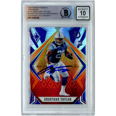 Jonathan Taylor Indianapolis Colts Autographed 2020 Panini Phoenix #118 Beckett Fanatics Witnessed Authenticated 10 Rookie Card