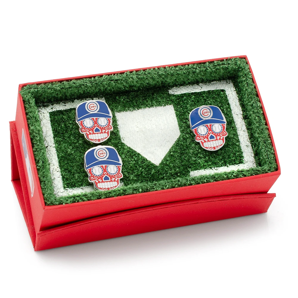 Chicago Cubs Sugar Skull Cufflinks & Lapel Pin Gift Set
