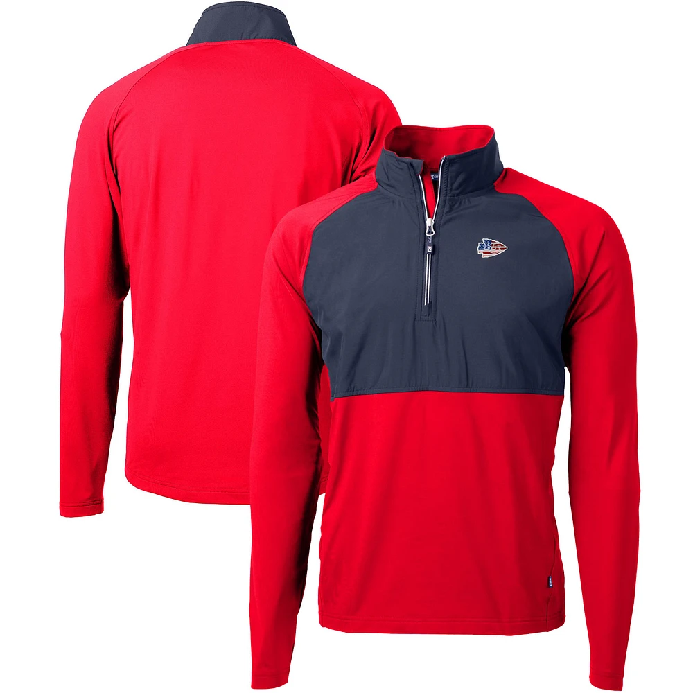Men's Cutter & Buck Red Kansas City Chiefs Adapt Eco Knit Hybrid Recycled Quarter-Zip Pullover Top