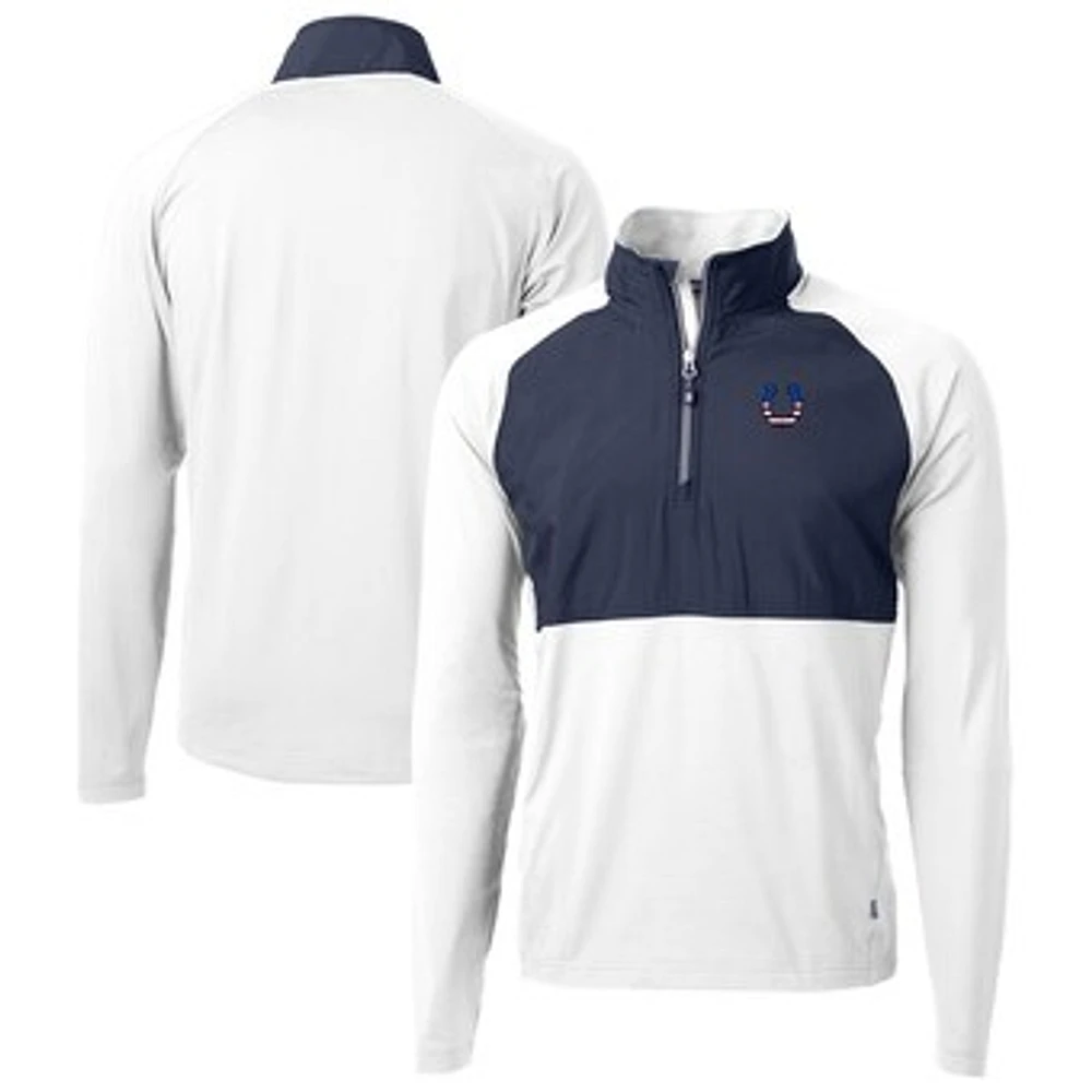 Men's Cutter & Buck Indianapolis Colts Adapt Eco Knit Hybrid Recycled Quarter-Zip Pullover Top
