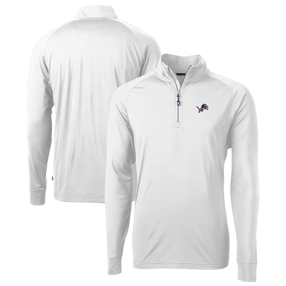Men's Cutter & Buck Detroit Lions Team Adapt Eco Knit Hybrid Recycled Quarter-Zip Pullover Top