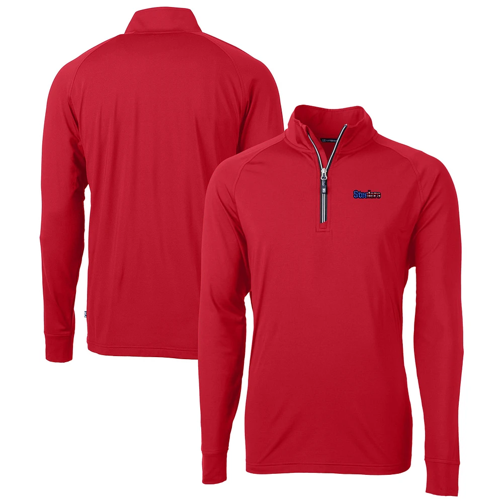 Men's Cutter & Buck Red Pittsburgh Steelers Team Adapt Eco Knit Hybrid Recycled Quarter-Zip Pullover Top