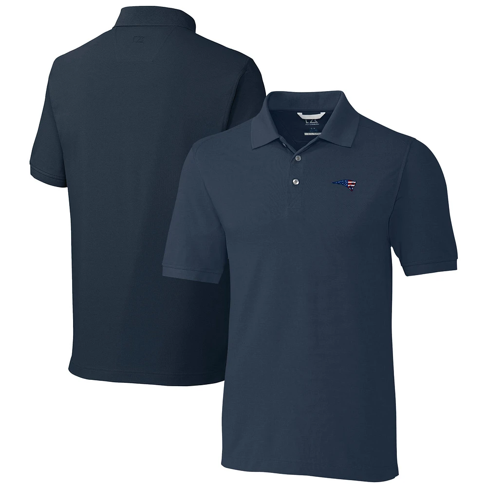 Men's Cutter & Buck Navy New England Patriots Advantage Tri-Blend Pique Polo