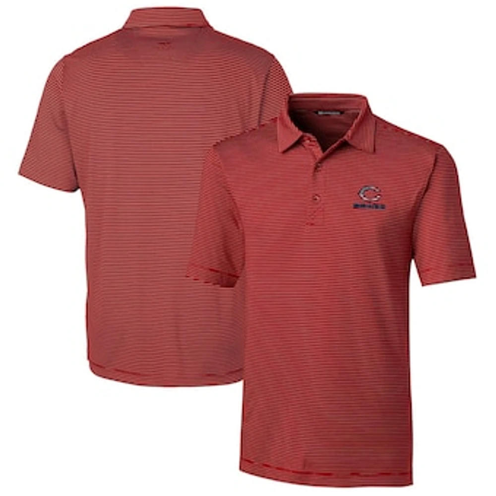 Men's Cutter & Buck Cardinal Chicago Bears Forge Pencil Stripe Polo