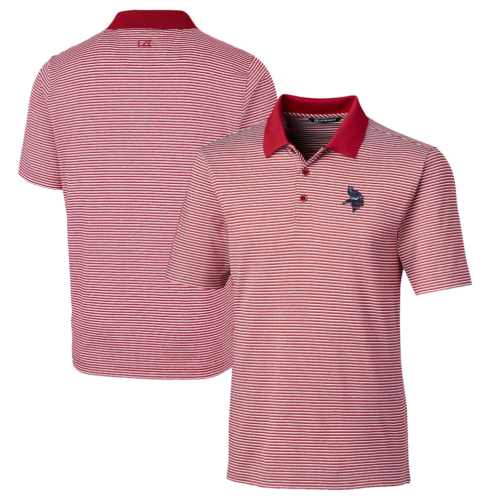 Men's Cutter & Buck Cardinal Minnesota Vikings Team Forge Tonal Stripe Stretch Polo