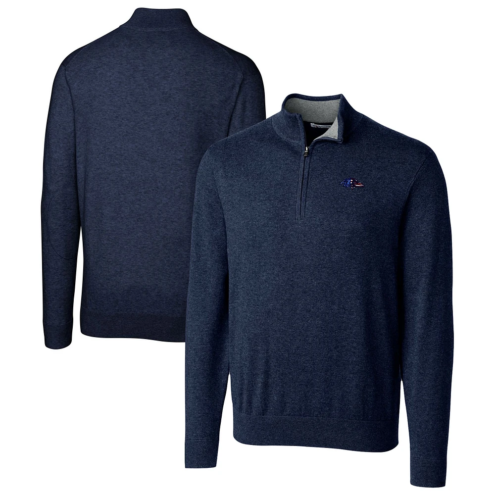Men's Cutter & Buck Navy Baltimore Ravens Lakemont Quarter-Zip Pullover Sweater
