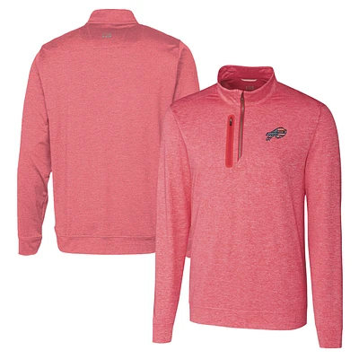 Men's Cutter & Buck Red Buffalo Bills Americana Stealth Quarter-Zip Pullover Top