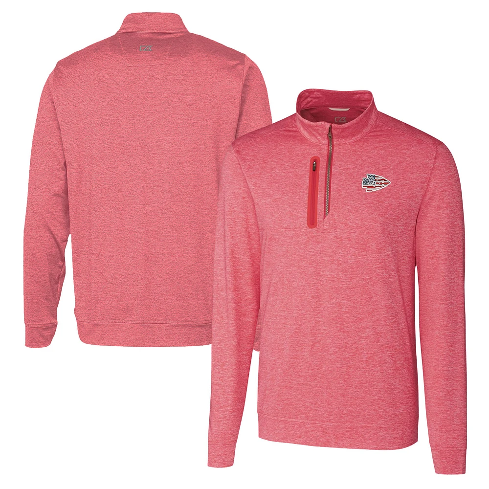 Men's Cutter & Buck Red Kansas City Chiefs Americana Stealth Quarter-Zip Pullover Top