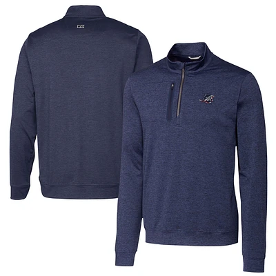 Men's Cutter & Buck Heathered Navy Miami Dolphins Stealth Quarter-Zip Pullover Top