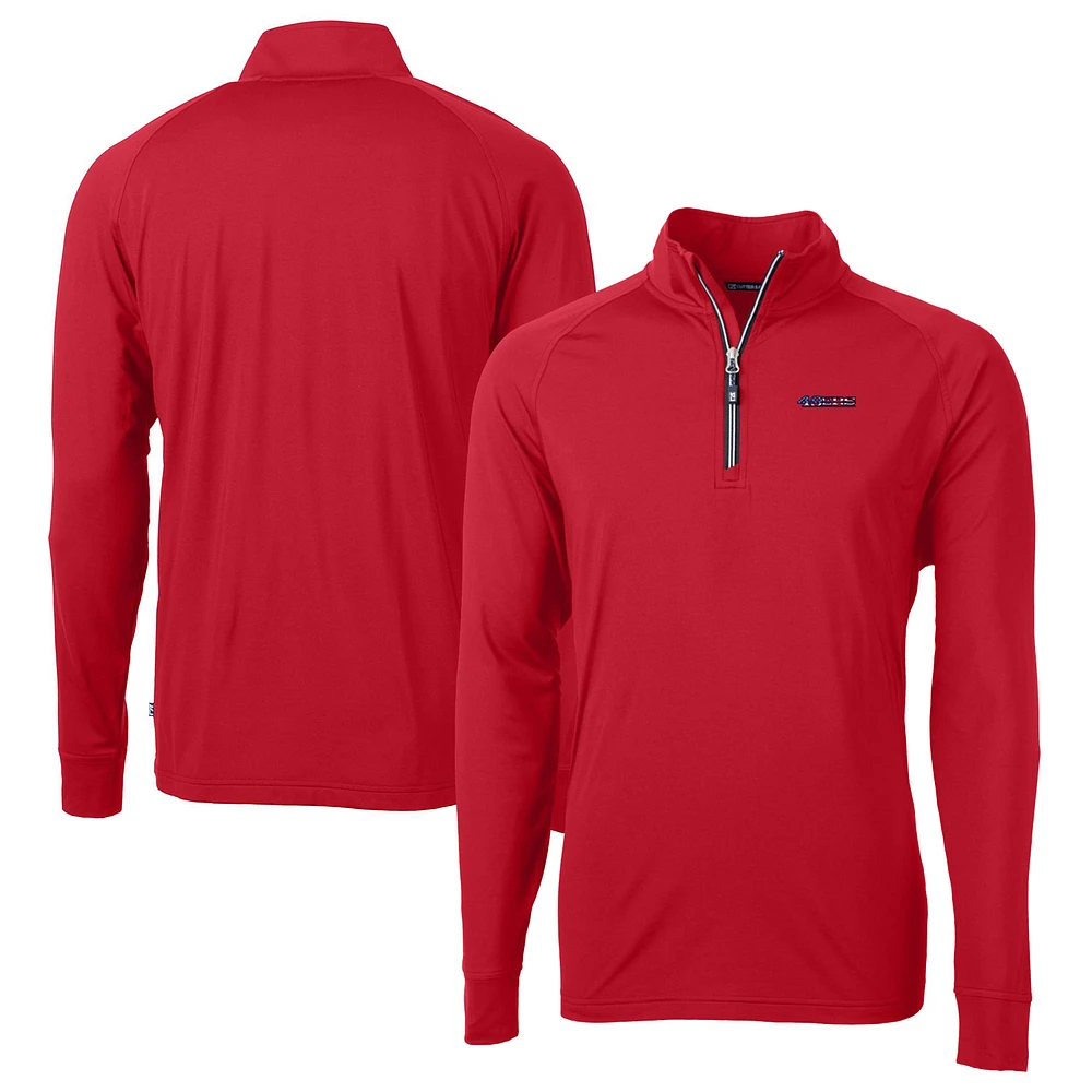 Men's Cutter & Buck Scarlet San Francisco 49ers Americana Big & Tall Adapt Eco Knit Stretch Recycled Quarter-Zip Pullover Top