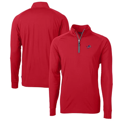 Men's Cutter & Buck Red Detroit Lions Big & Tall Adapt Eco Knit Stretch Recycled Quarter-Zip Pullover Top