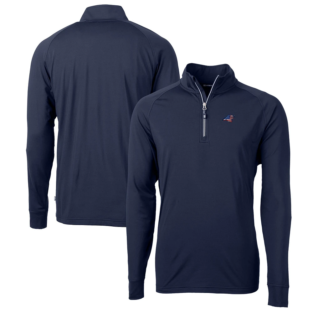 Men's Cutter & Buck Navy Carolina Panthers Big & Tall Adapt Eco Knit Stretch Recycled Quarter-Zip Pullover Top