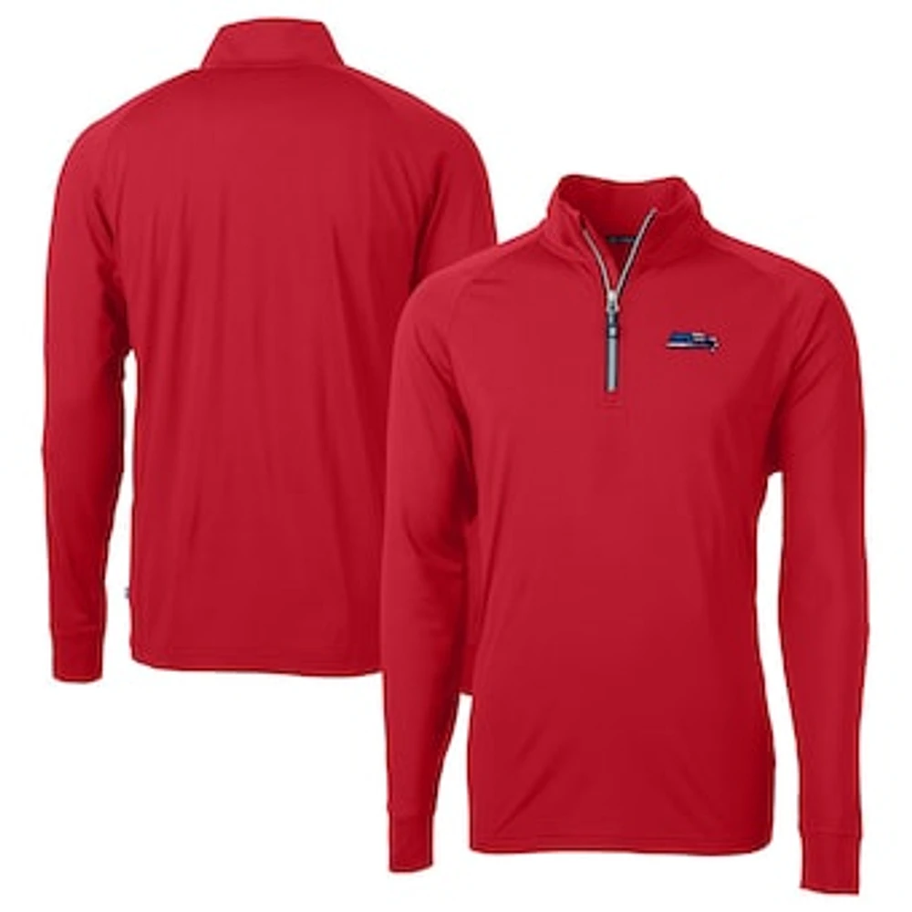 Men's Cutter & Buck Red Seattle Seahawks Big & Tall Adapt Eco Knit Stretch Recycled Quarter-Zip Pullover Top