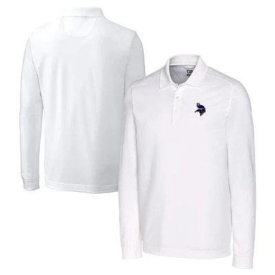 Men's Cutter & Buck White Minnesota Vikings Big & Tall Advantage Tri-Blend Pique Long Sleeve Polo