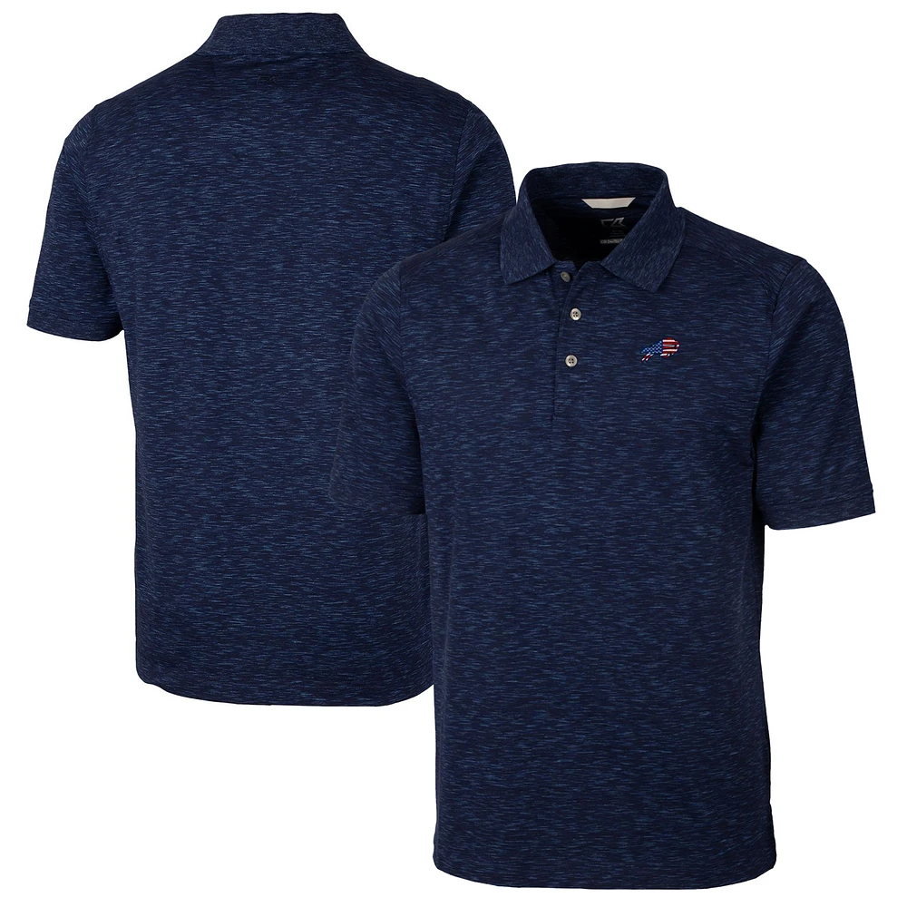 Men's Cutter & Buck Navy Buffalo Bills Big Tall Advantage Tri-Blend Space Dye Polo