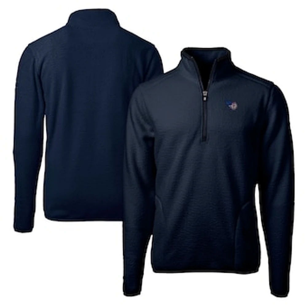 Men's Cutter & Buck Navy Tennessee Titans Big & Tall Team Cascade Eco Sherpa Fleece Quarter-Zip Pullover Jacket