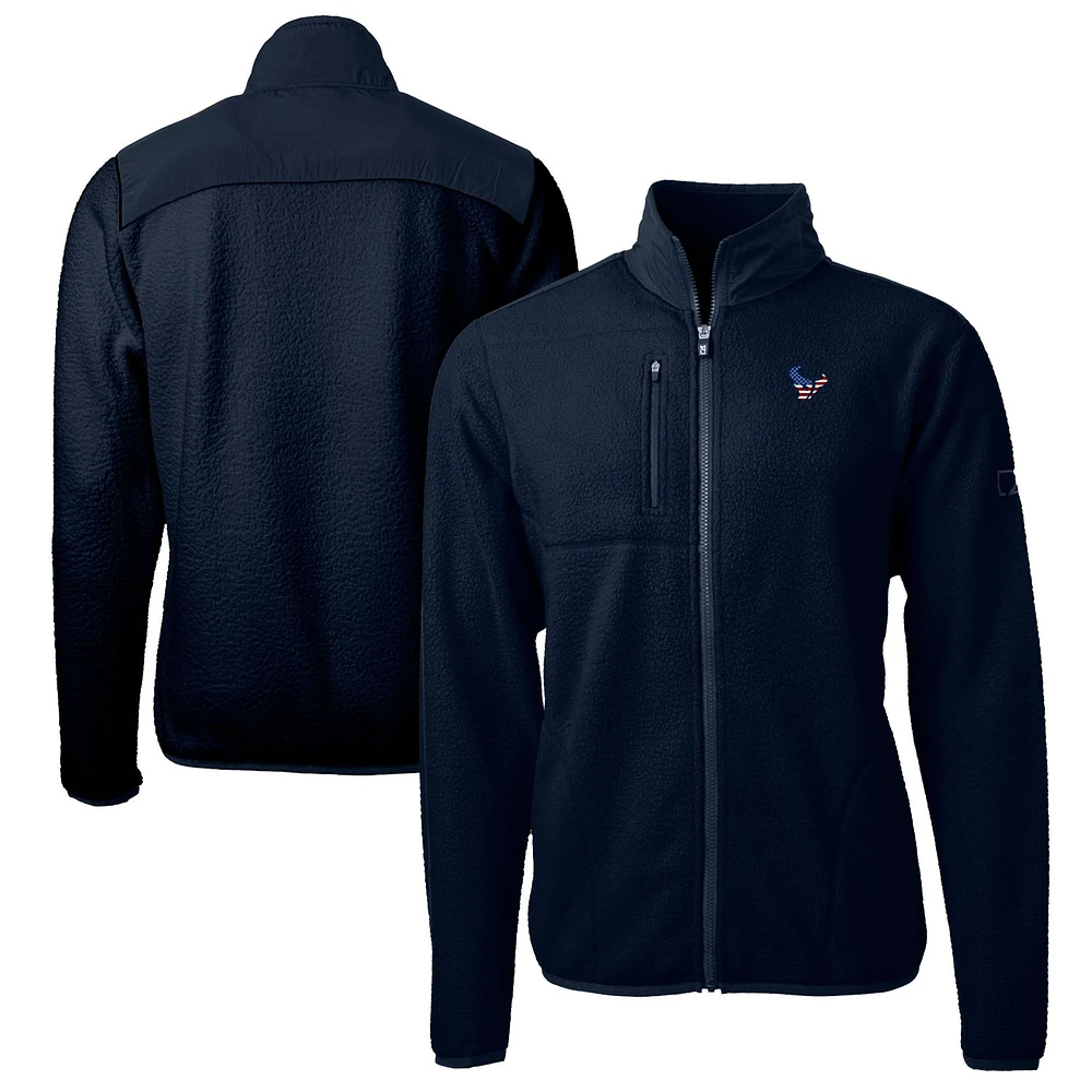 Men's Cutter & Buck Navy Houston Texans Big Tall Team Cascade Eco Sherpa Fleece Full-Zip Jacket