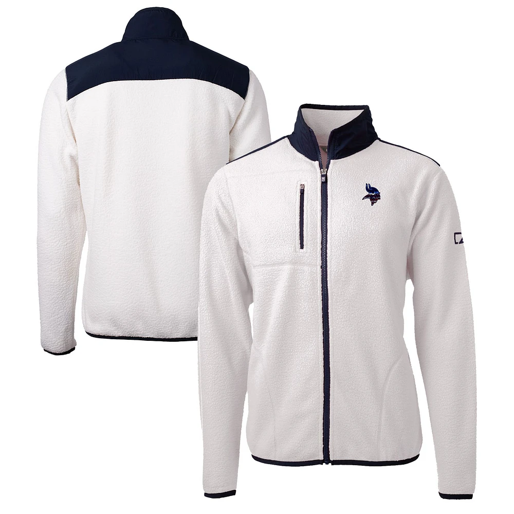 Men's Cutter & Buck Cream Minnesota Vikings Big & Tall Cascade Eco Sherpa Fleece Full-Zip Jacket